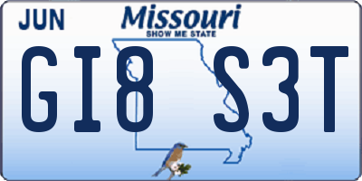 MO license plate GI8S3T