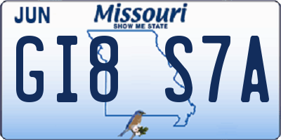 MO license plate GI8S7A