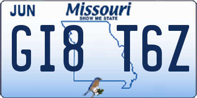 MO license plate GI8T6Z