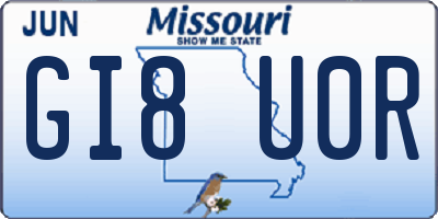 MO license plate GI8U0R