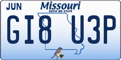 MO license plate GI8U3P