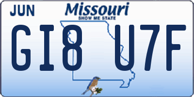 MO license plate GI8U7F