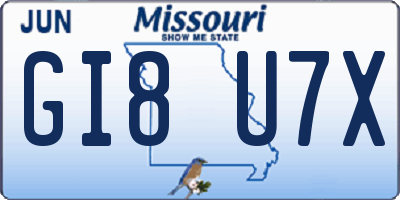 MO license plate GI8U7X