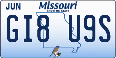 MO license plate GI8U9S