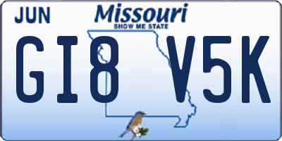 MO license plate GI8V5K