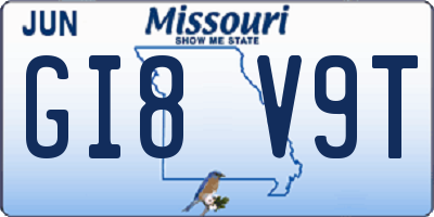 MO license plate GI8V9T