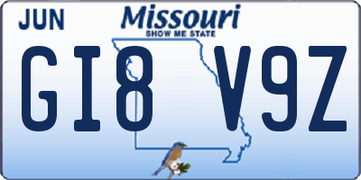 MO license plate GI8V9Z