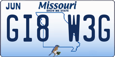 MO license plate GI8W3G