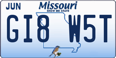 MO license plate GI8W5T