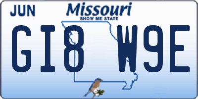 MO license plate GI8W9E