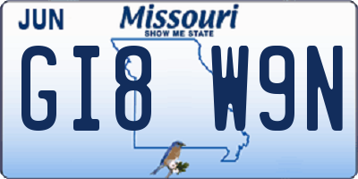MO license plate GI8W9N