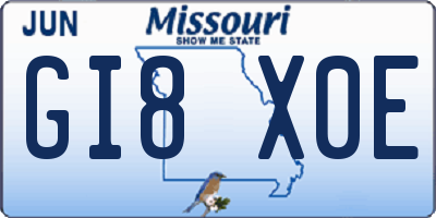 MO license plate GI8X0E