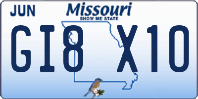 MO license plate GI8X1O