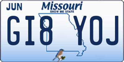 MO license plate GI8Y0J