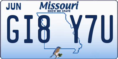 MO license plate GI8Y7U
