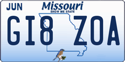 MO license plate GI8Z0A