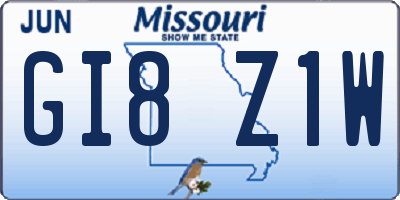 MO license plate GI8Z1W