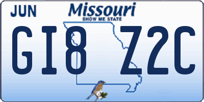 MO license plate GI8Z2C