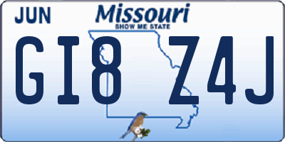 MO license plate GI8Z4J