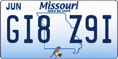 MO license plate GI8Z9I