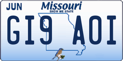 MO license plate GI9A0I