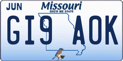 MO license plate GI9A0K