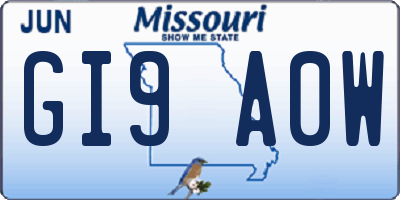 MO license plate GI9A0W