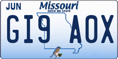 MO license plate GI9A0X