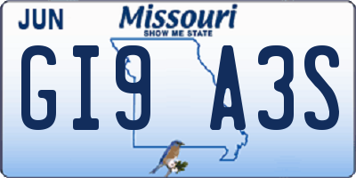 MO license plate GI9A3S