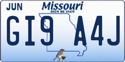 MO license plate GI9A4J