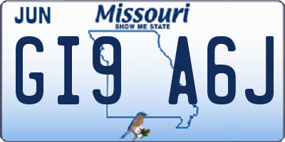 MO license plate GI9A6J
