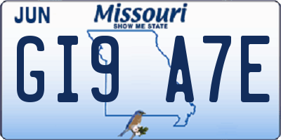 MO license plate GI9A7E