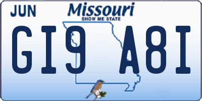 MO license plate GI9A8I
