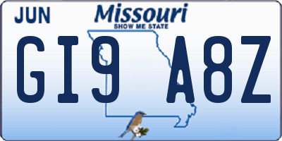 MO license plate GI9A8Z