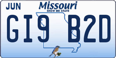 MO license plate GI9B2D