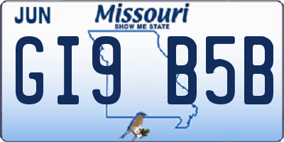 MO license plate GI9B5B