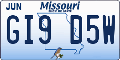 MO license plate GI9D5W