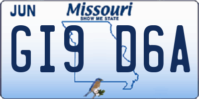 MO license plate GI9D6A