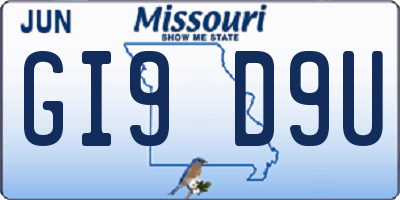 MO license plate GI9D9U