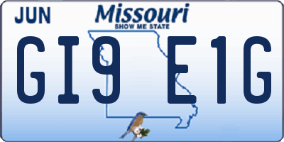 MO license plate GI9E1G