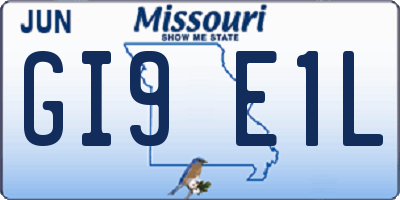 MO license plate GI9E1L