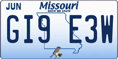 MO license plate GI9E3W