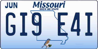 MO license plate GI9E4I