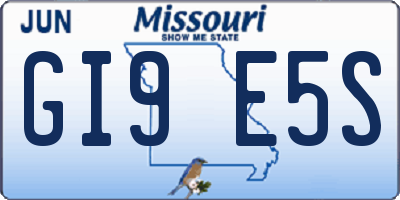 MO license plate GI9E5S