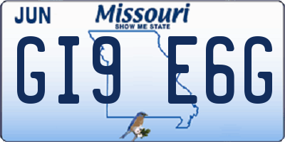 MO license plate GI9E6G