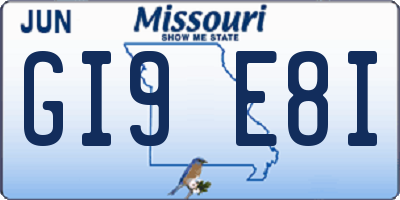 MO license plate GI9E8I