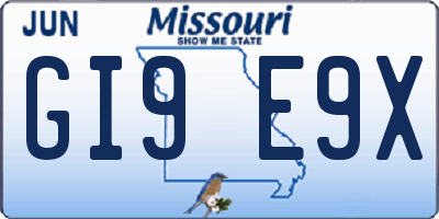MO license plate GI9E9X