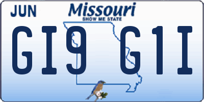 MO license plate GI9G1I