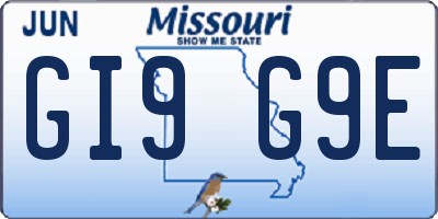 MO license plate GI9G9E