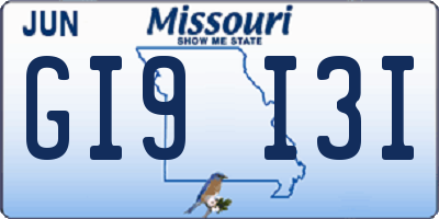 MO license plate GI9I3I